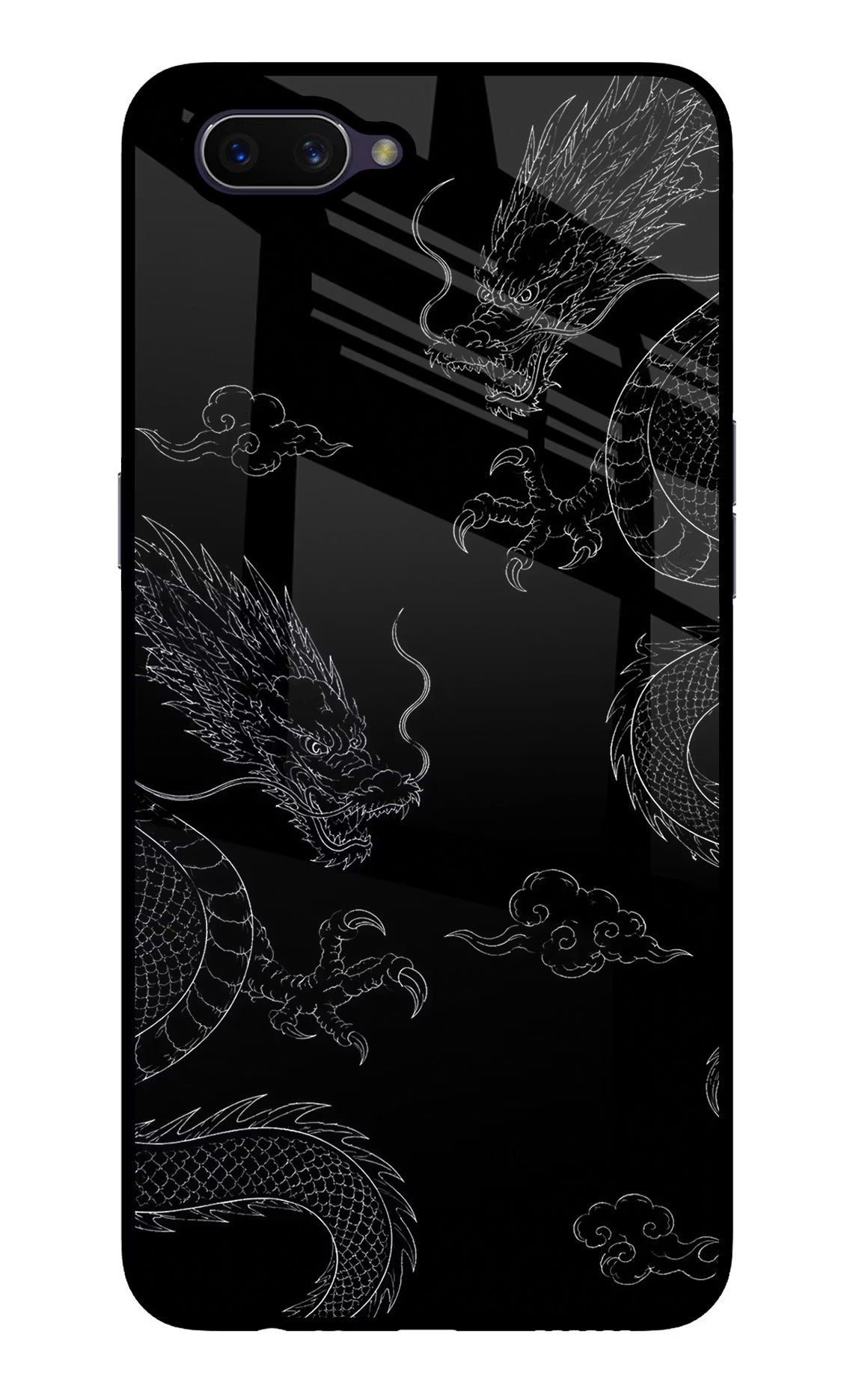 Twin Dragons Oppo A3S Glass Case Back Cover by Casekaro