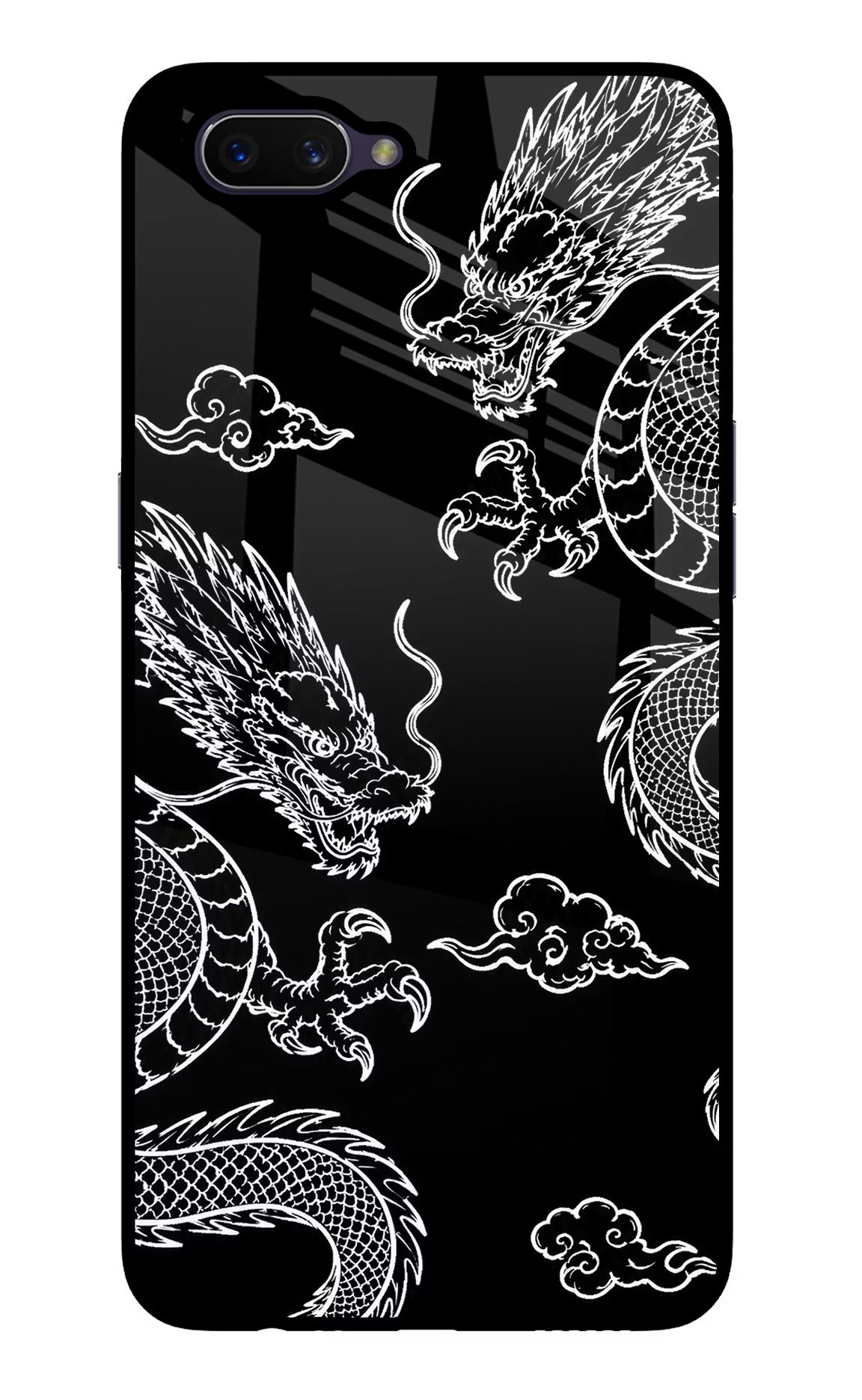 Twin Dragons Oppo A3S Glass Case Back Cover by Casekaro