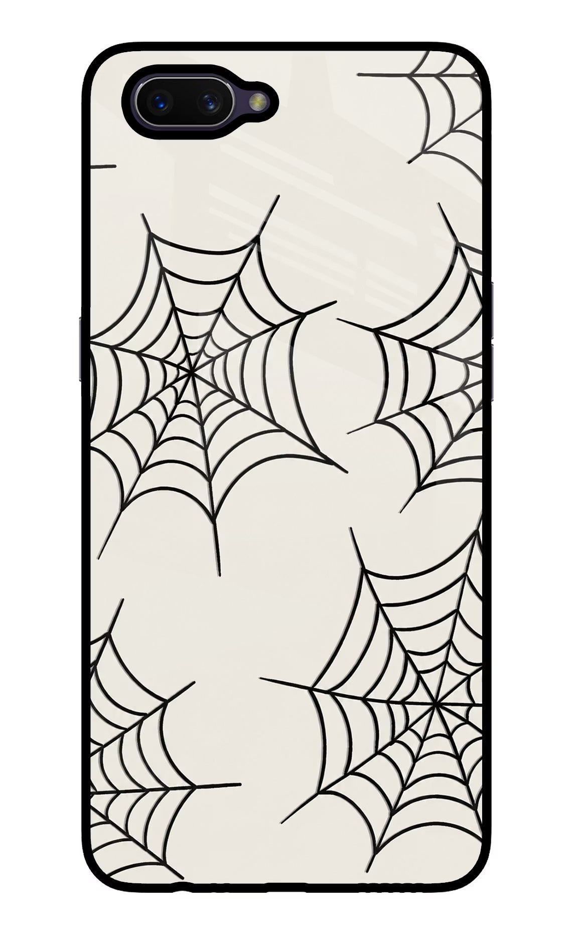 Spider Web Oppo A3S Glass Case Back Cover by Casekaro