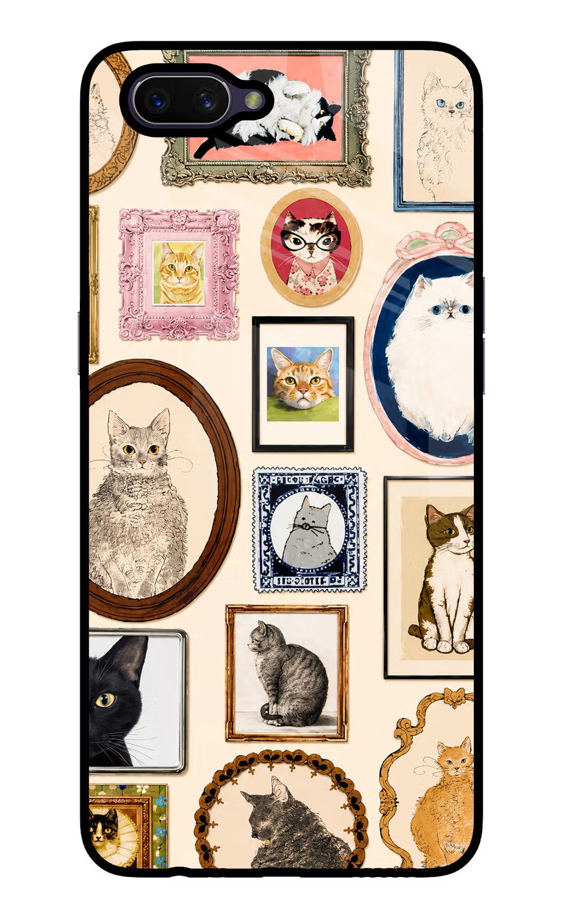 Mirror Cats Oppo A3S Glass Case