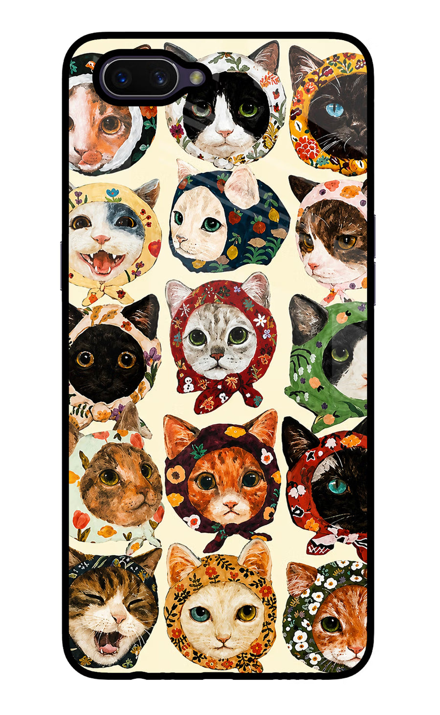 Cool Cat Oppo A3S Back Cover, Glass case