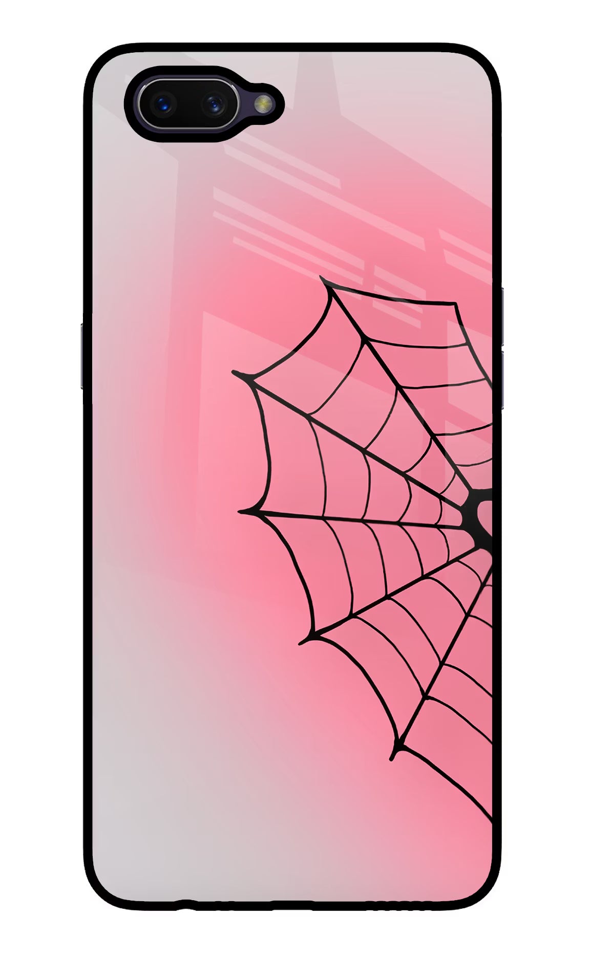 Pink Web Oppo A3S Glass Case