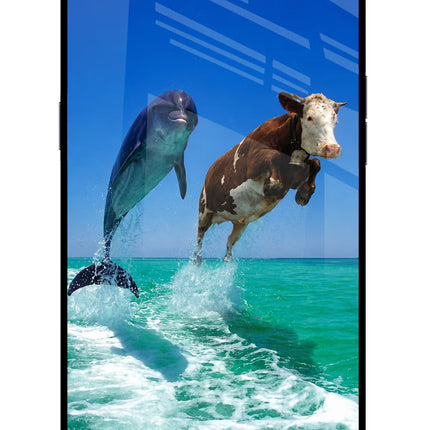 Dolphin vs Cow Oppo A3S Glass Case