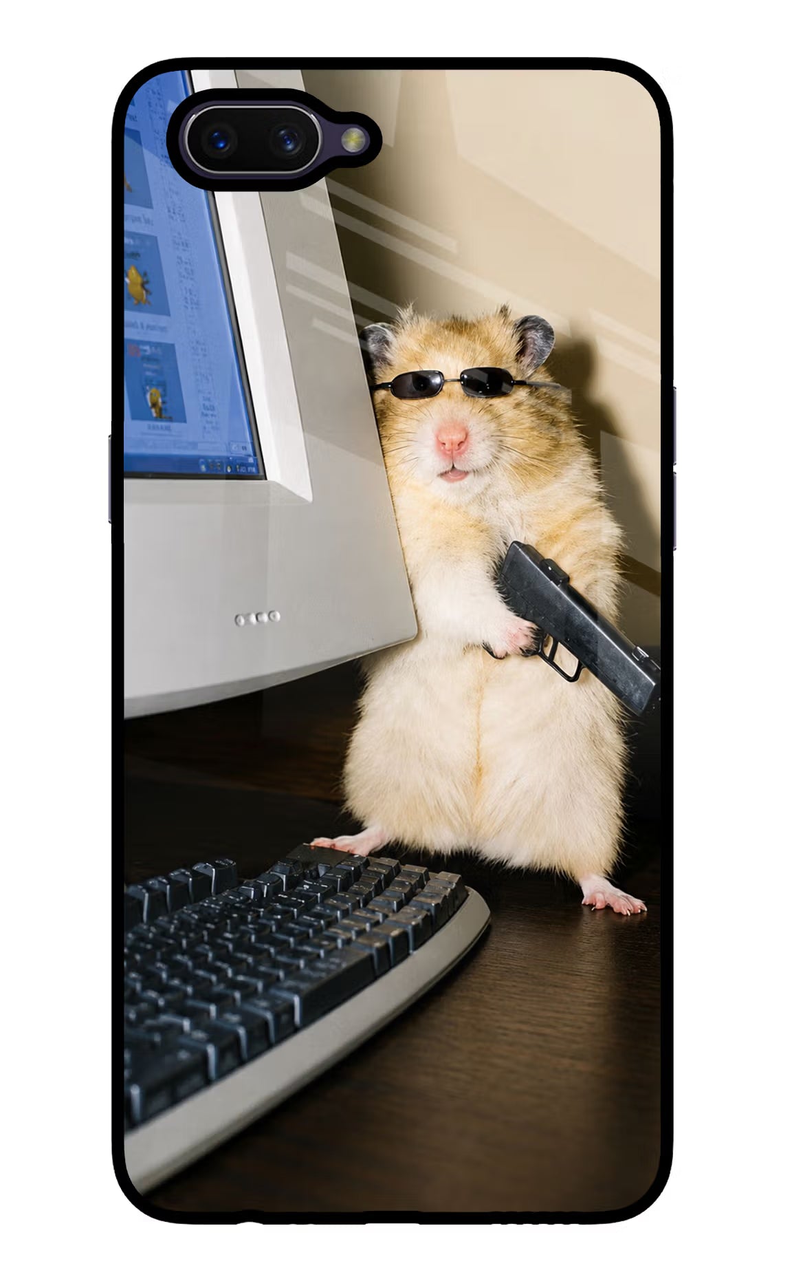 Hacker Hamster Oppo A3S Glass Case