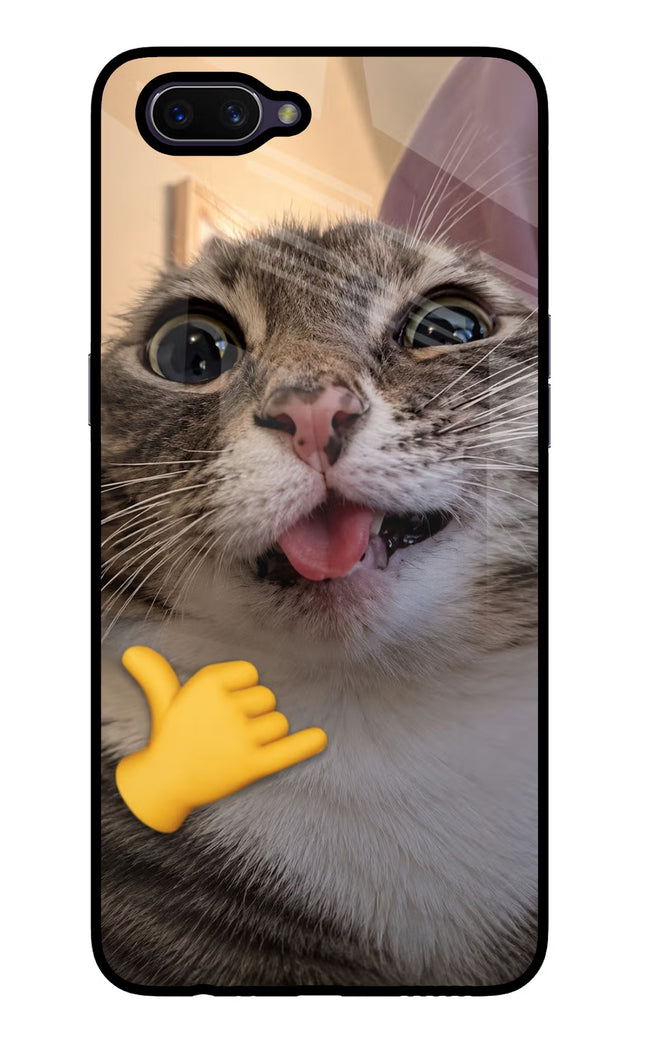 Silly Cat Call Oppo A3S Glass Case