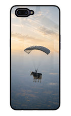 Skydiving Cow Oppo A3S Glass Case