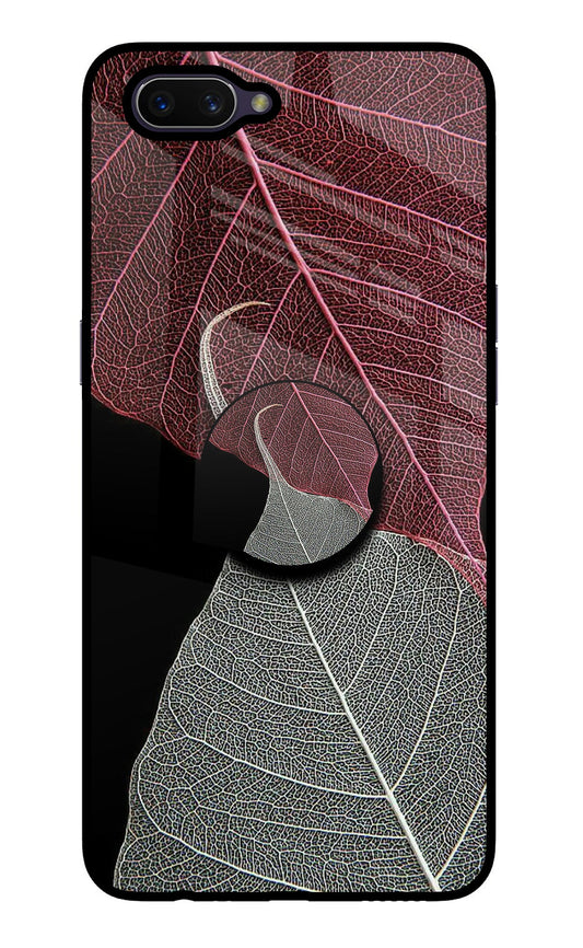 Leaf Pattern Oppo A3S Glass Case