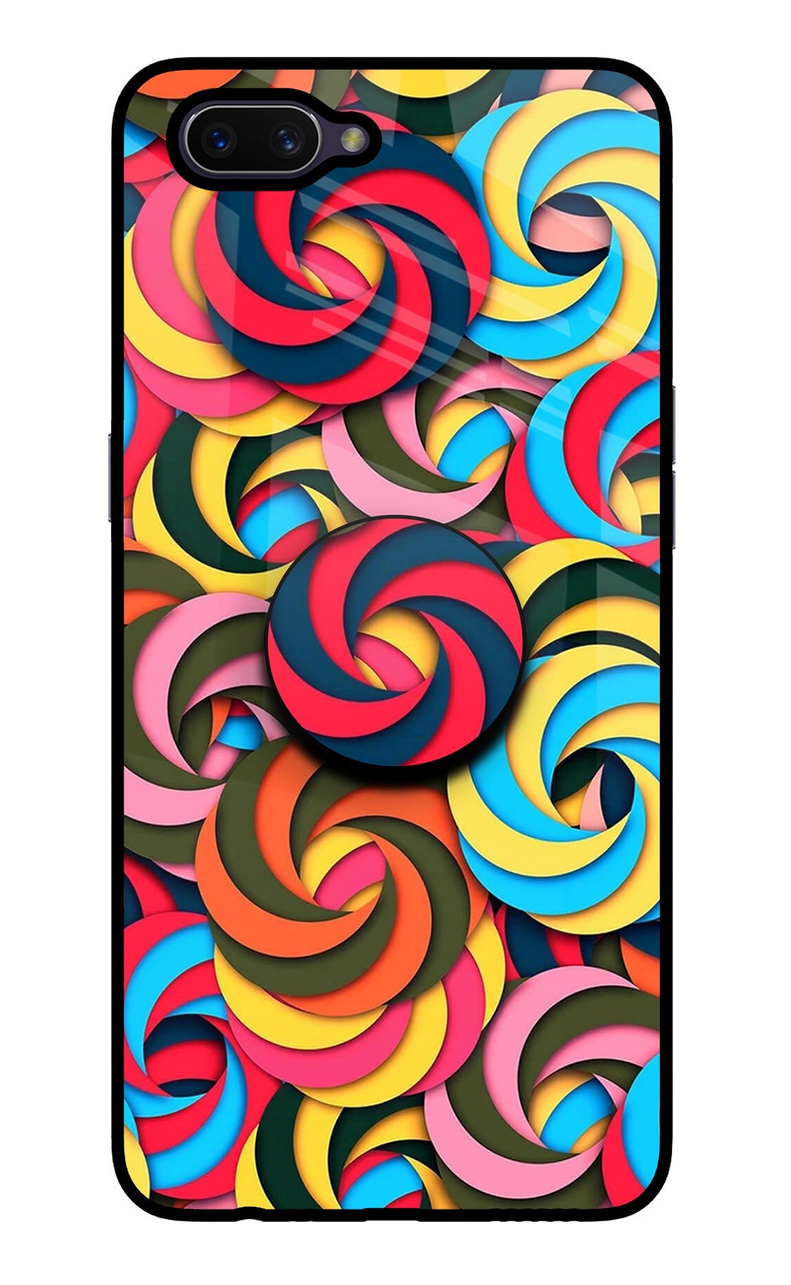 Spiral Pattern Oppo A3S Glass Case