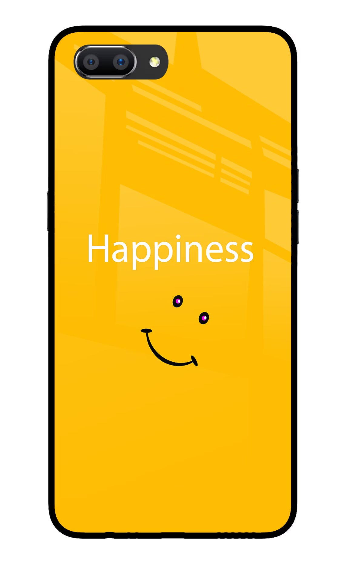 Happiness With Smiley Realme C1 Glass Case Back Cover by Casekaro