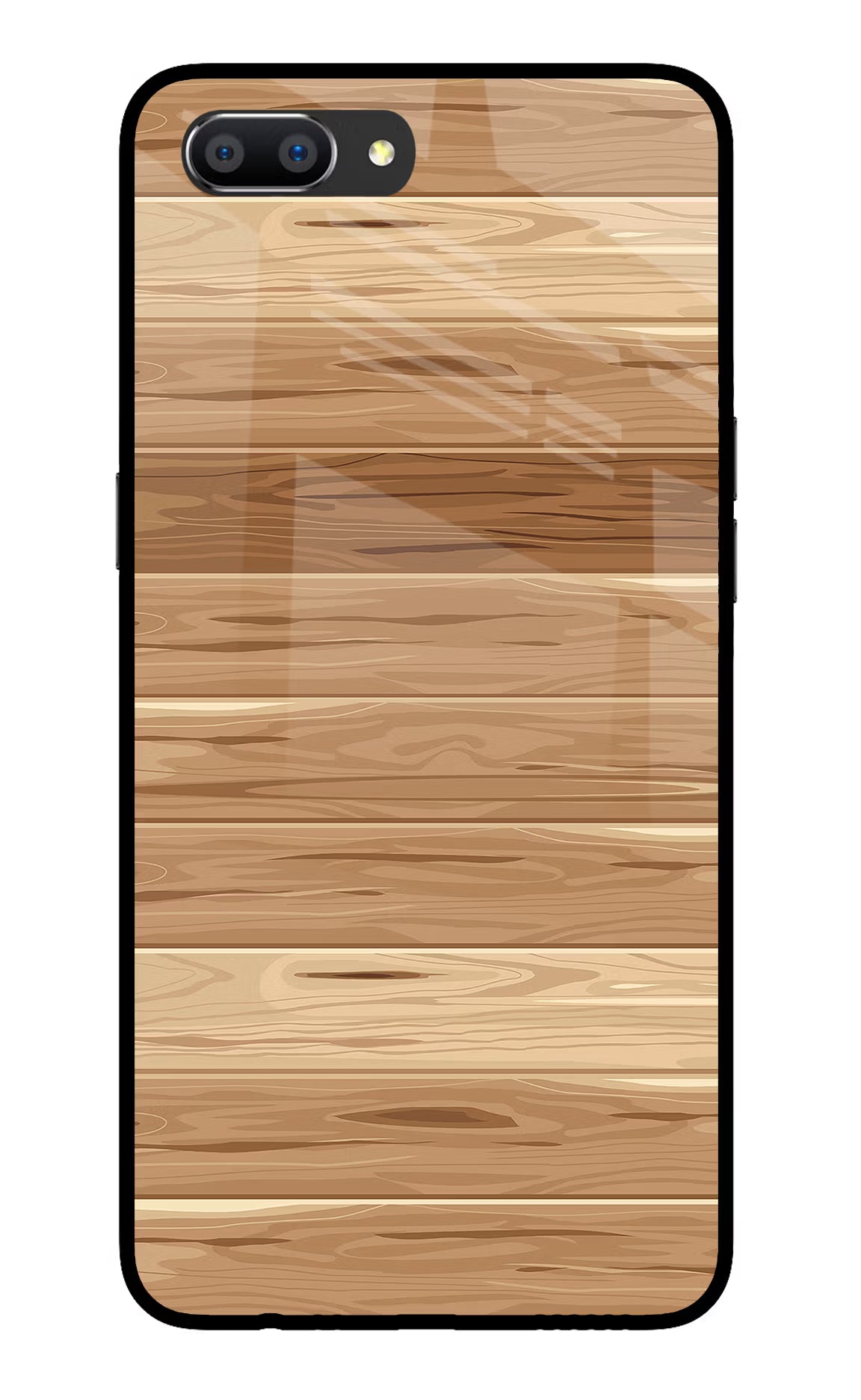 Wooden Vector Realme C1 Glass Case Back Cover by Casekaro