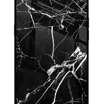 Black Marble Pattern Realme C1 Glass Case Back Cover by Casekaro