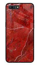 Red Marble Design Realme C1 Glass Case Back Cover by Casekaro