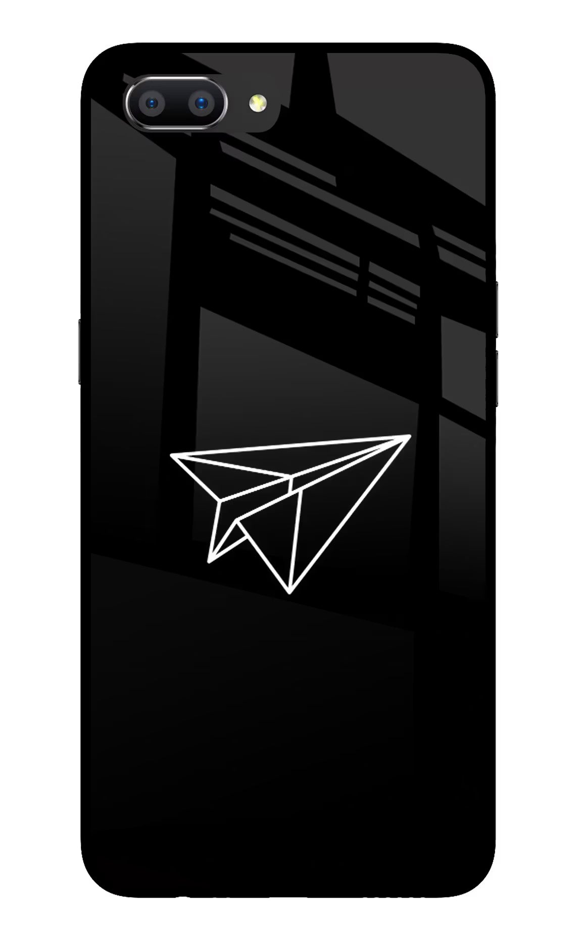 Paper Plane White Realme C1 Glass Case Back Cover by Casekaro