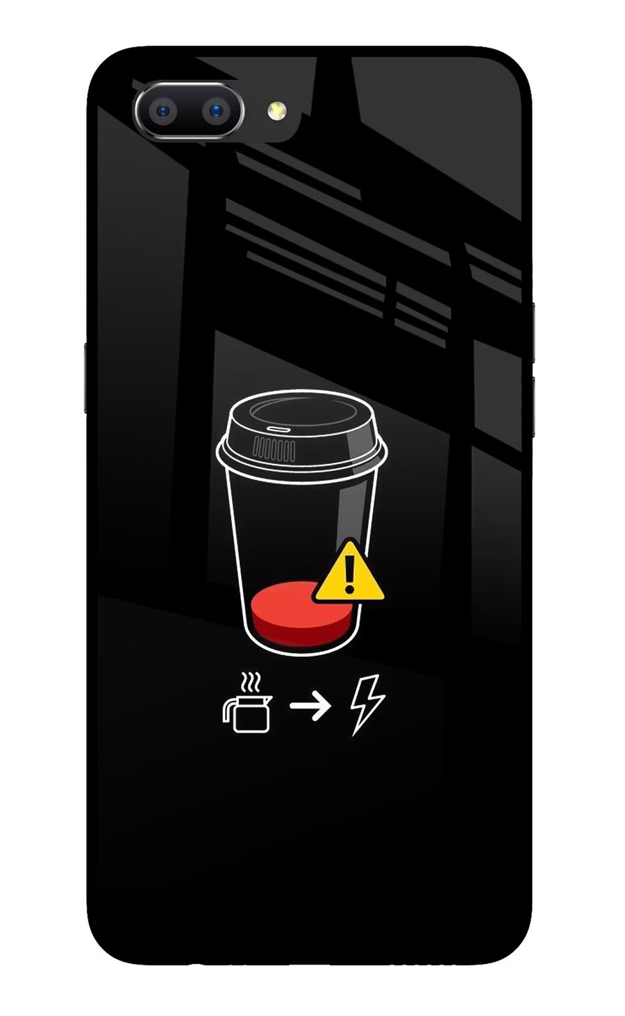 Coffee Realme C1 Back Cover, Glass case