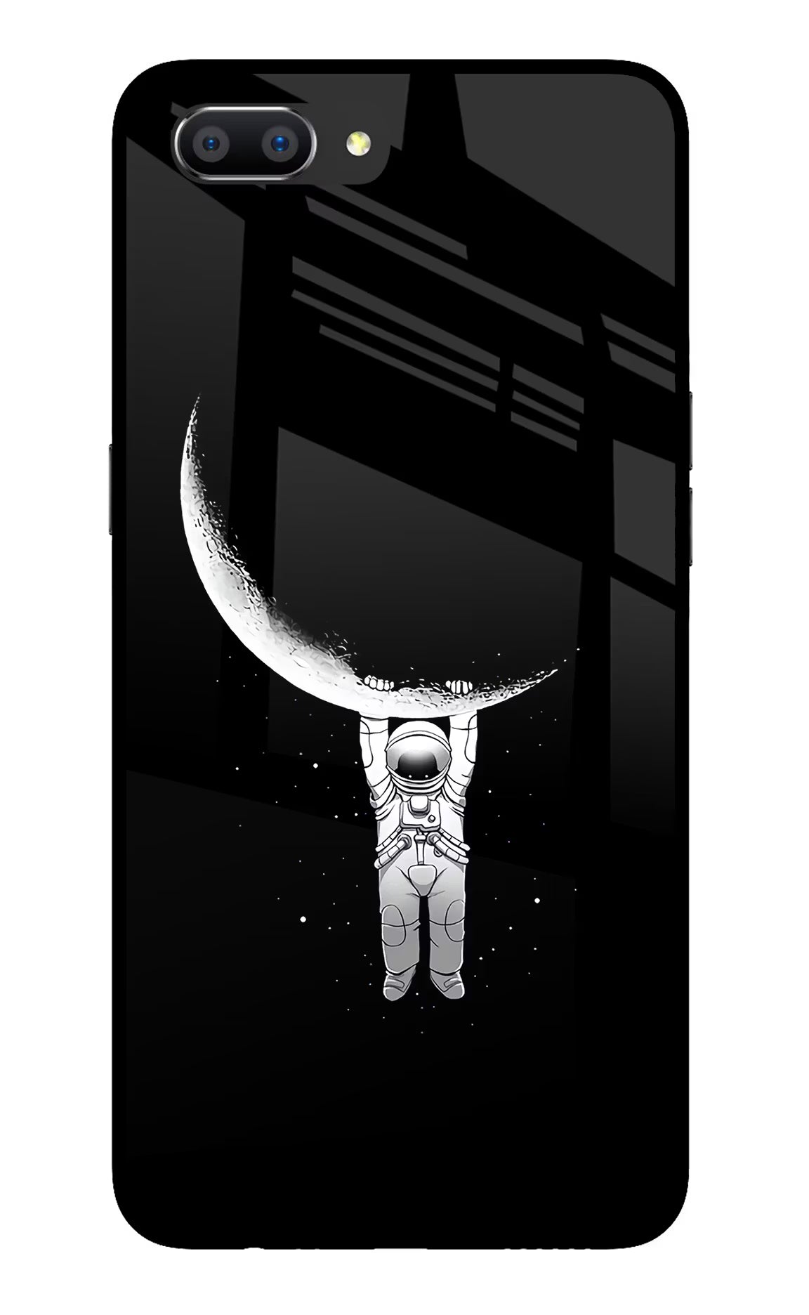Moon Space Realme C1 Glass Case Back Cover by Casekaro