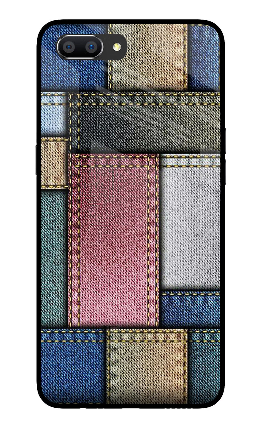 Multicolor Jeans Realme C1 Back Cover, Glass case