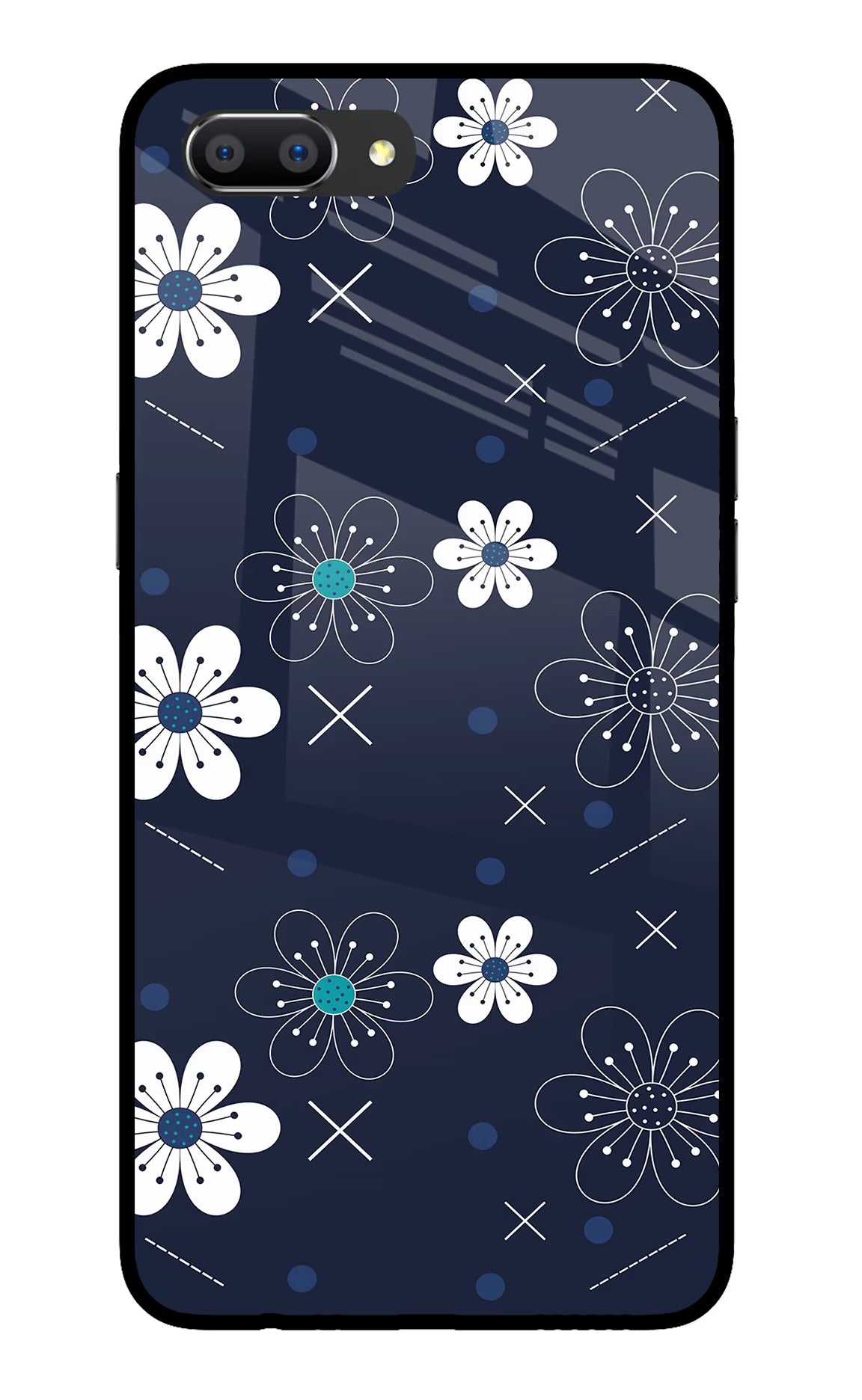 Flowers Realme C1 Glass Case Back Cover by Casekaro