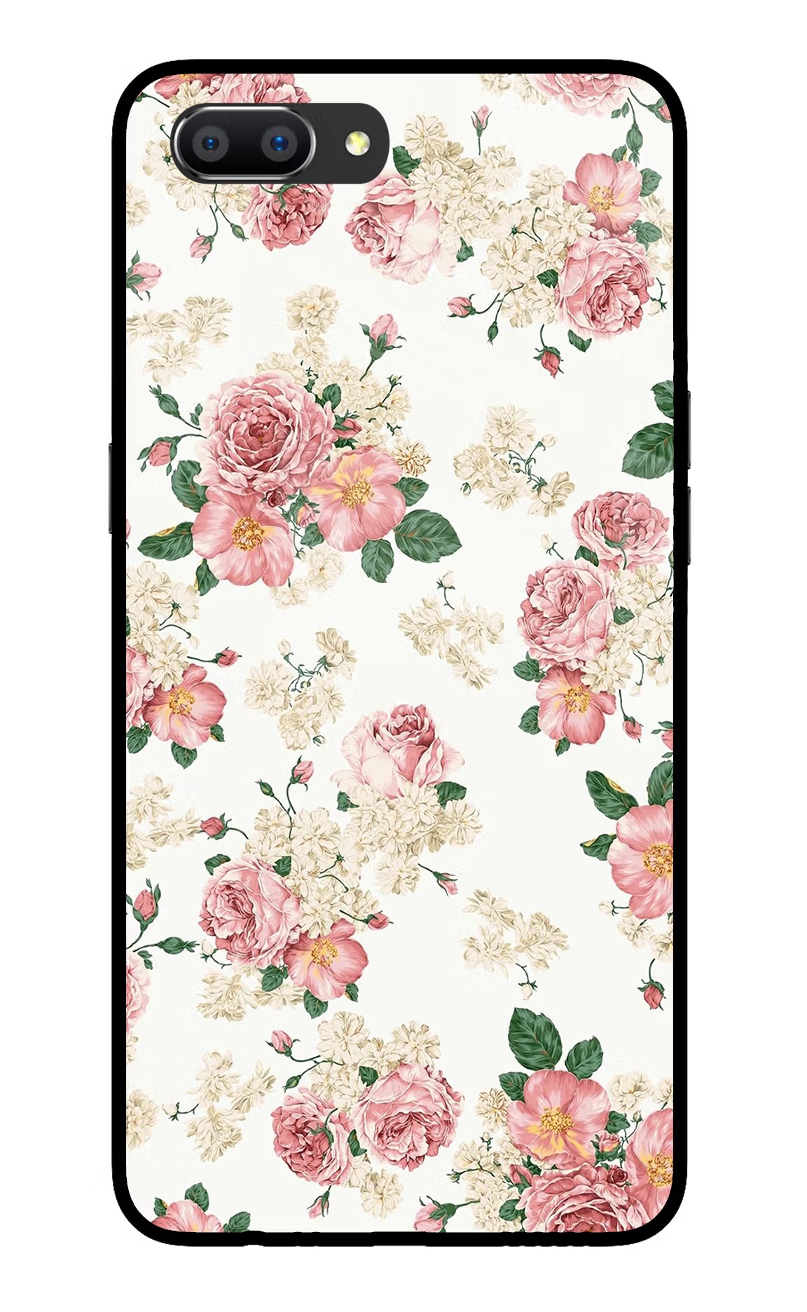Flowers Realme C1 Glass Case Back Cover by Casekaro