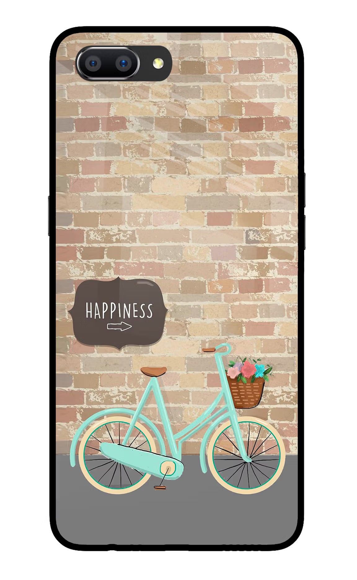 Happiness Artwork Realme C1 Glass Case Back Cover by Casekaro