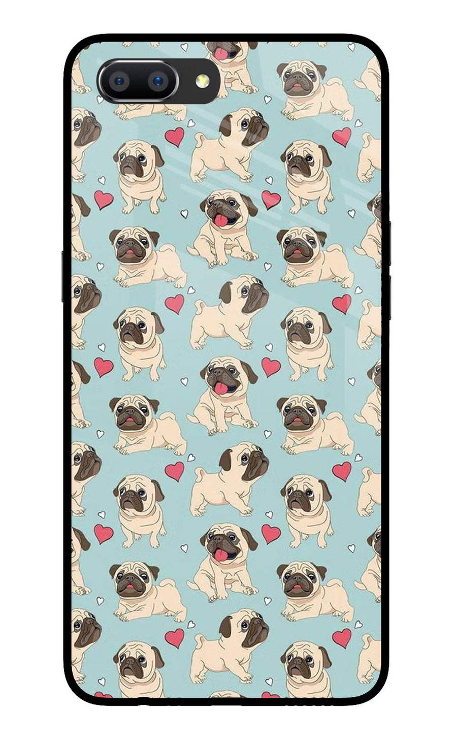 Pug Dog Realme C1 Back Cover, Glass case