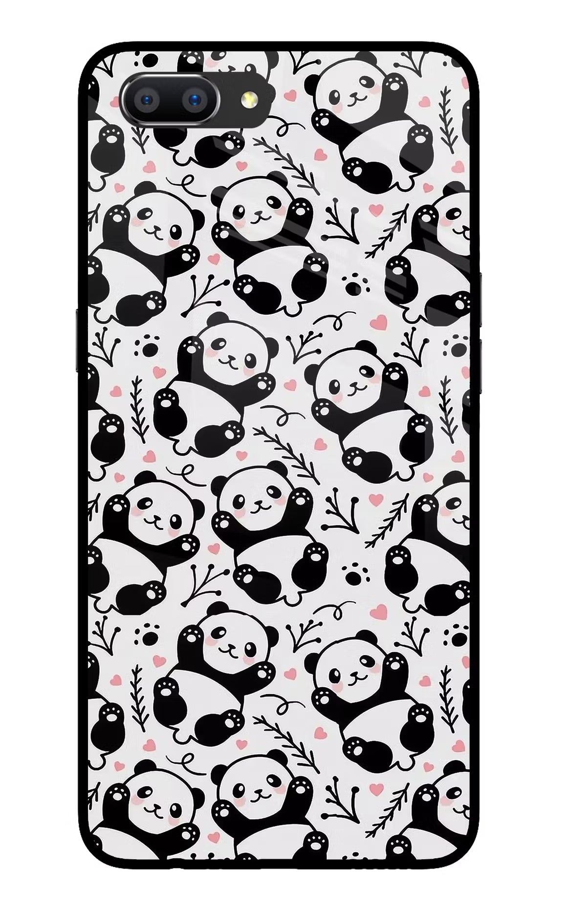 Cute Panda Realme C1 Glass Case Back Cover by Casekaro