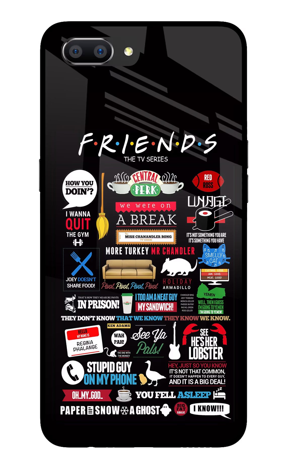 FRIENDS Realme C1 Glass Case Back Cover by Casekaro