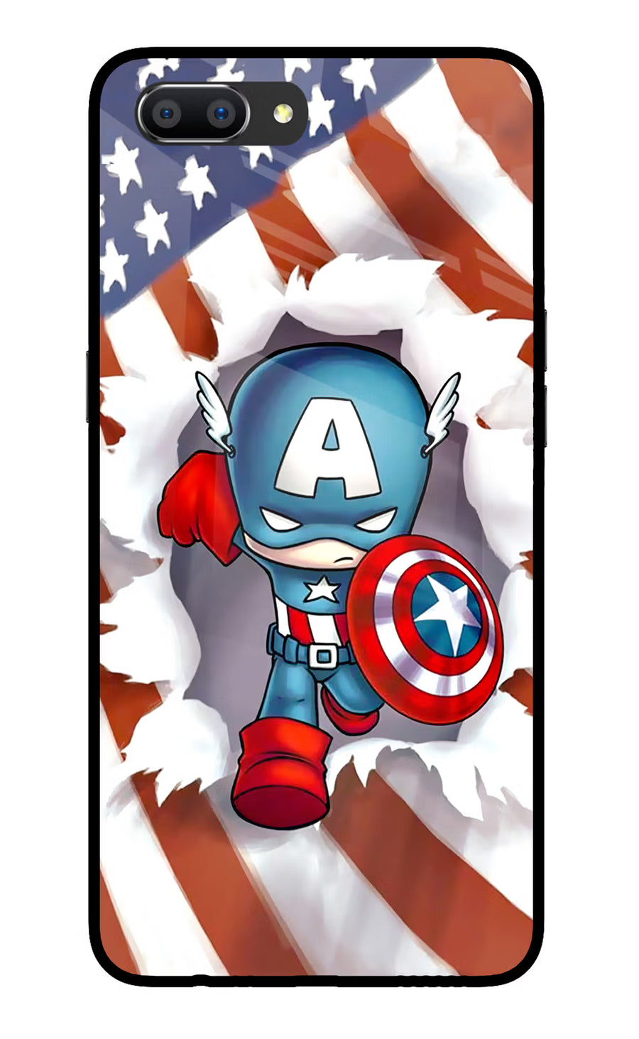 Captain America Realme C1 Back Cover, Glass case
