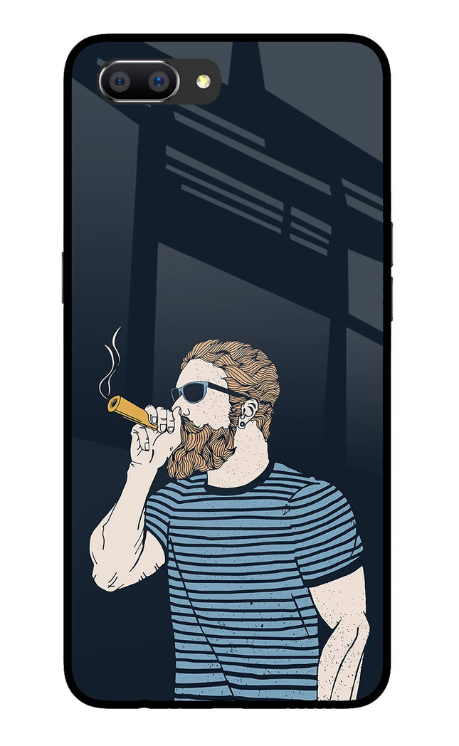 Smoking Realme C1 Glass Case Back Cover by Casekaro