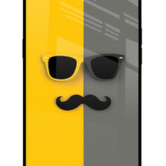Sunglasses with Mustache Realme C1 Glass Case Back Cover by Casekaro