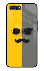 Sunglasses with Mustache Realme C1 Glass Case Back Cover by Casekaro