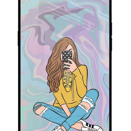 Selfie Girl Realme C1 Glass Case Back Cover by Casekaro