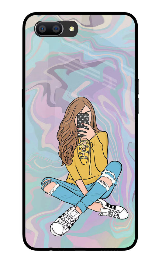 Selfie Girl Realme C1 Glass Case Back Cover by Casekaro