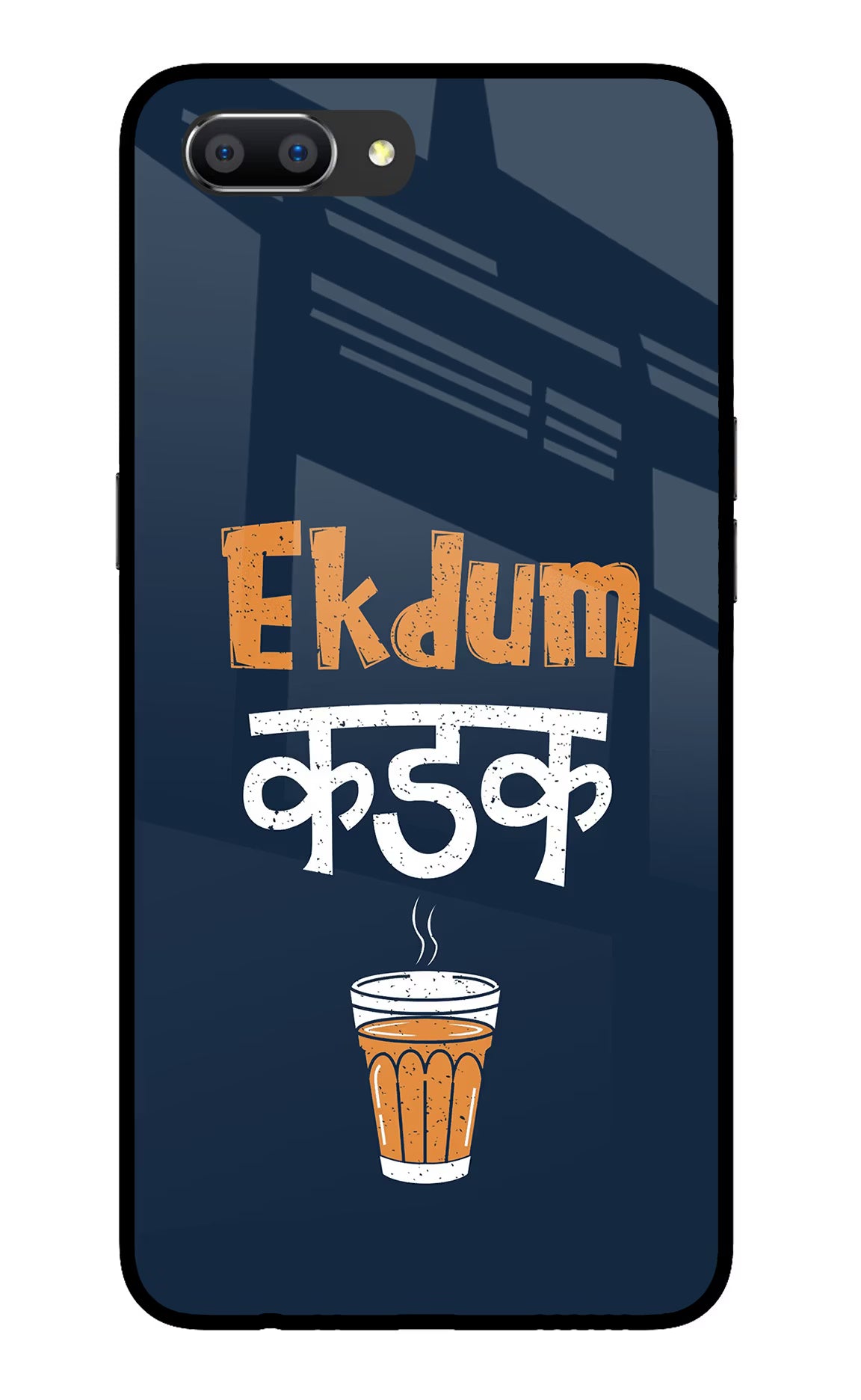 Ekdum Kadak Chai Realme C1 Glass Case Back Cover by Casekaro