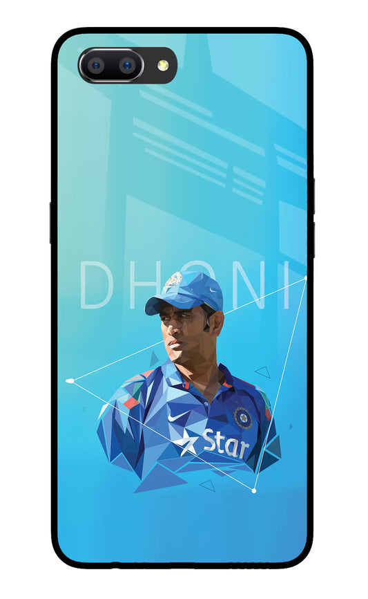 Dhoni Artwork Realme C1 Glass Case Back Cover by Casekaro