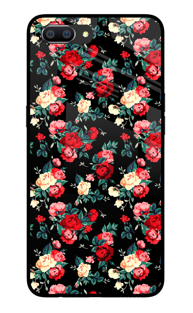 Rose Pattern Realme C1 Glass Case Back Cover by Casekaro
