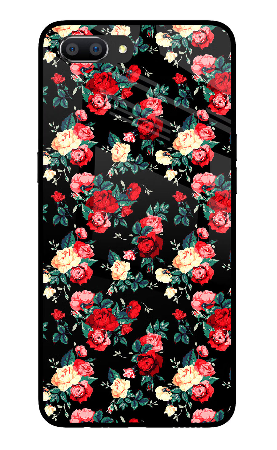 Rose Pattern Realme C1 Back Cover, Glass case