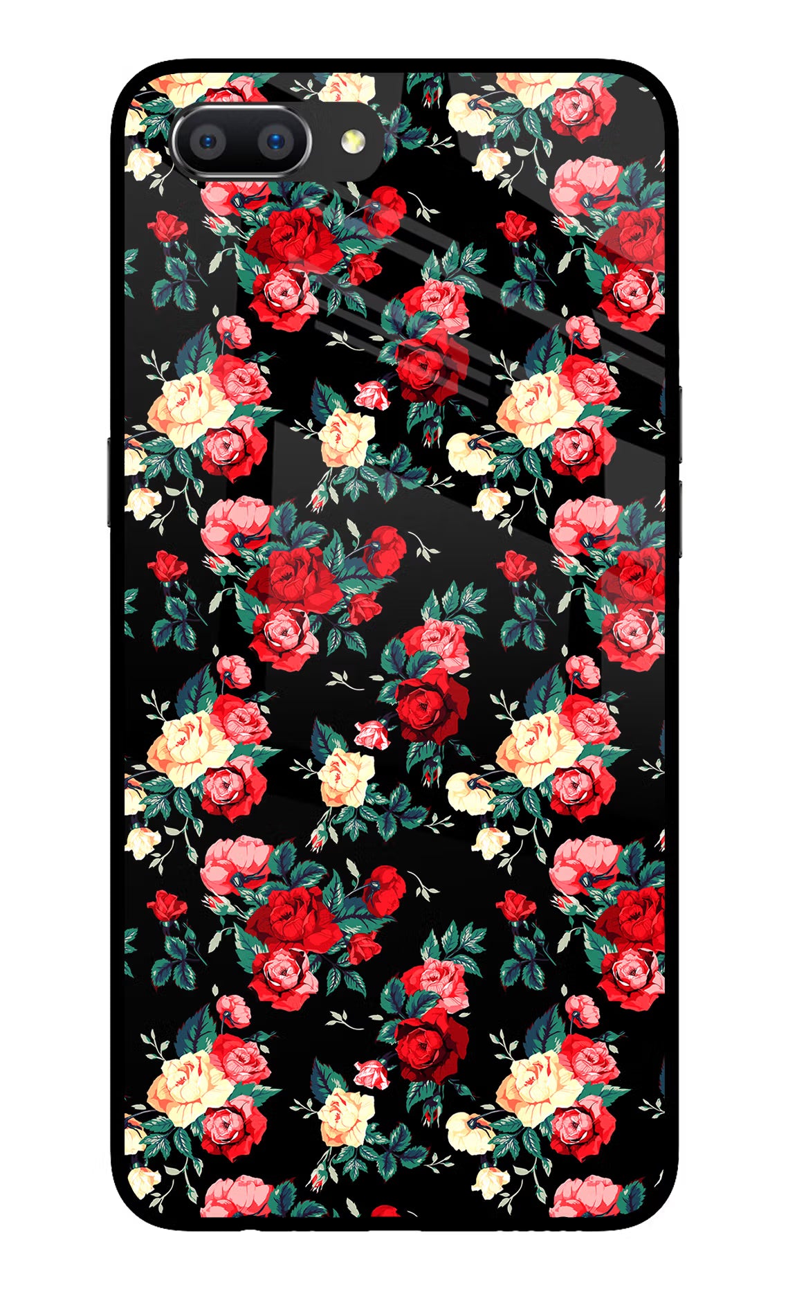 Rose Pattern Realme C1 Glass Case