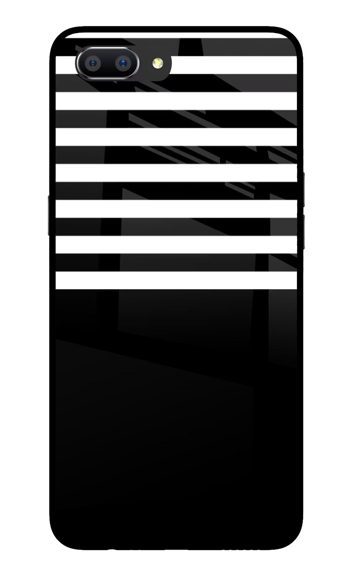 Black and White Print Realme C1 Glass Case Back Cover by Casekaro