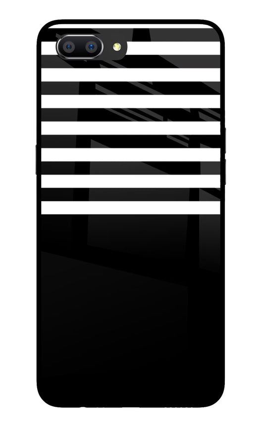 Black and White Print Realme C1 Glass Case Back Cover by Casekaro