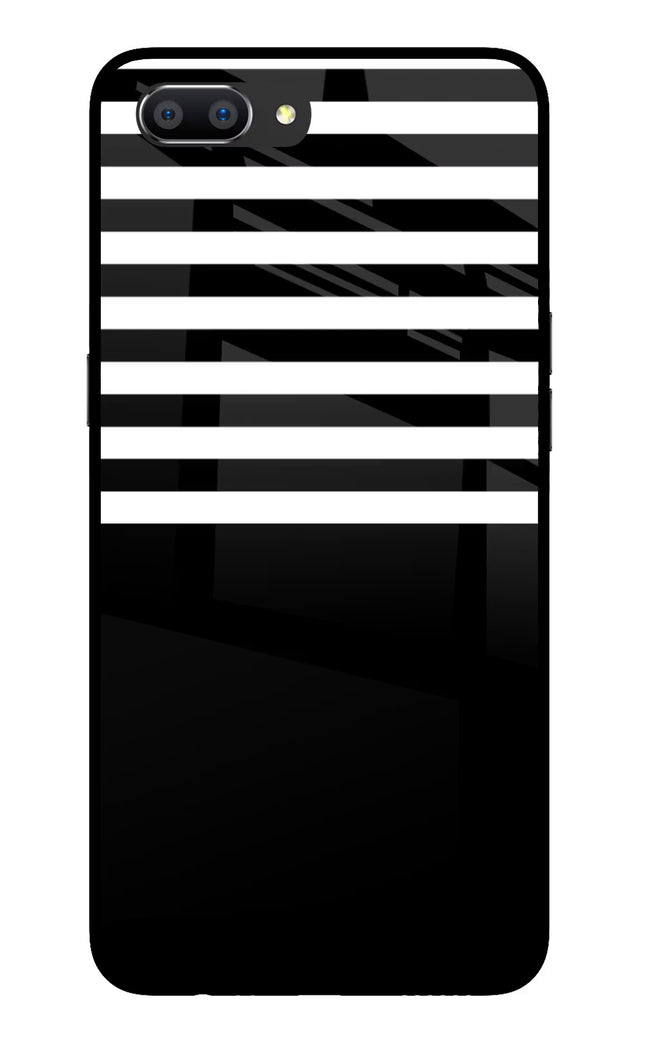 Black and White Print Realme C1 Glass Case Back Cover by Casekaro