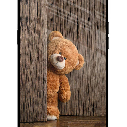 Teddy Wooden Realme C1 Glass Case Back Cover by Casekaro