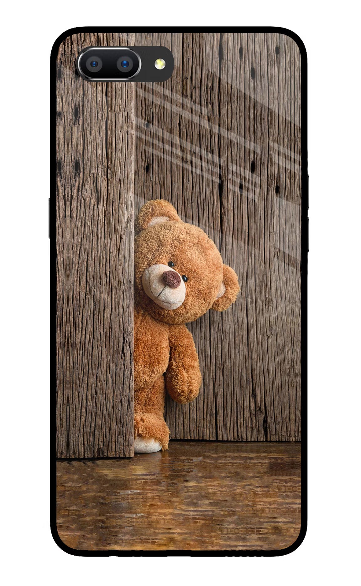 Teddy Wooden Realme C1 Glass Case