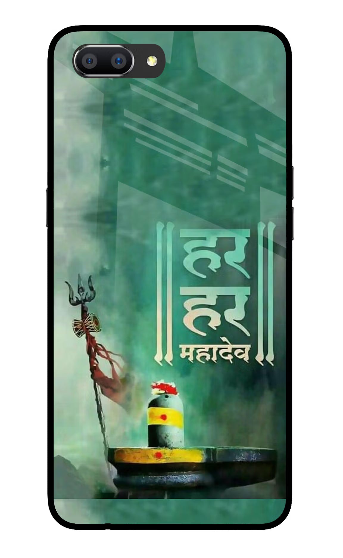 Har Har Mahadev Shivling Realme C1 Glass Case Back Cover by Casekaro