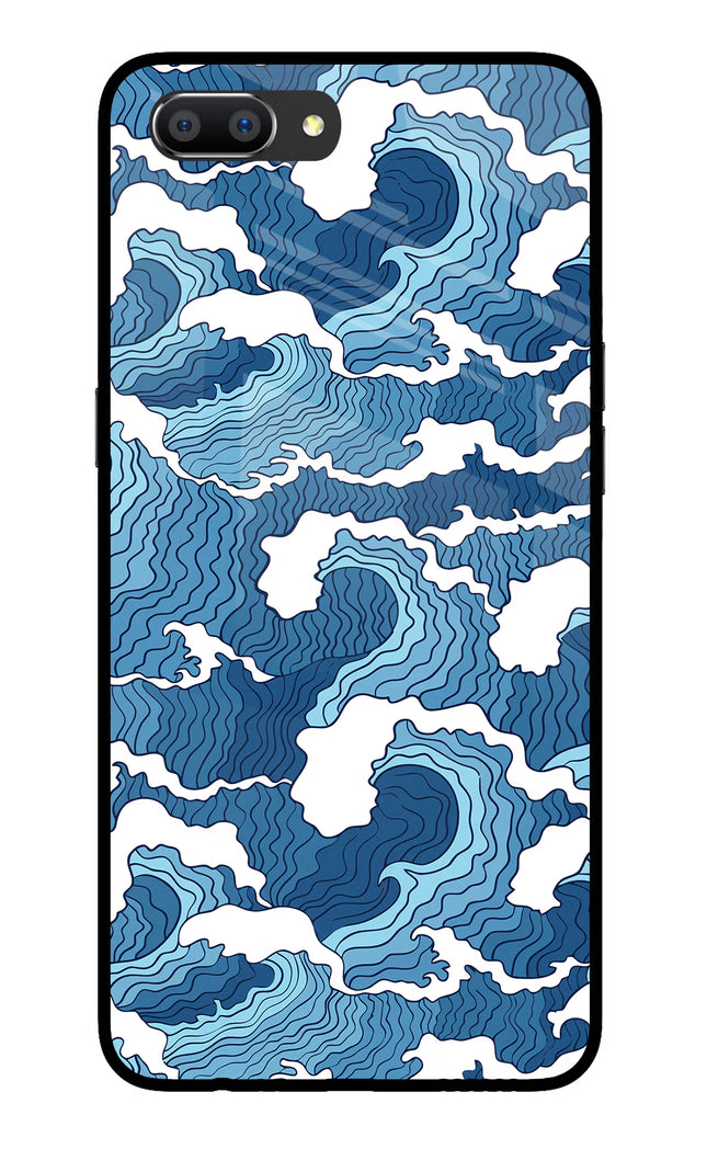 Blue Waves Realme C1 Glass Case Back Cover by Casekaro