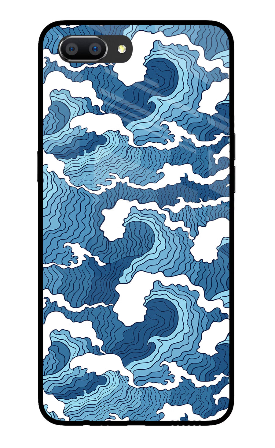 Blue Waves Realme C1 Back Cover, Glass case