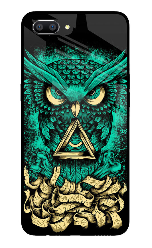Green Owl Realme C1 Glass Case Back Cover by Casekaro