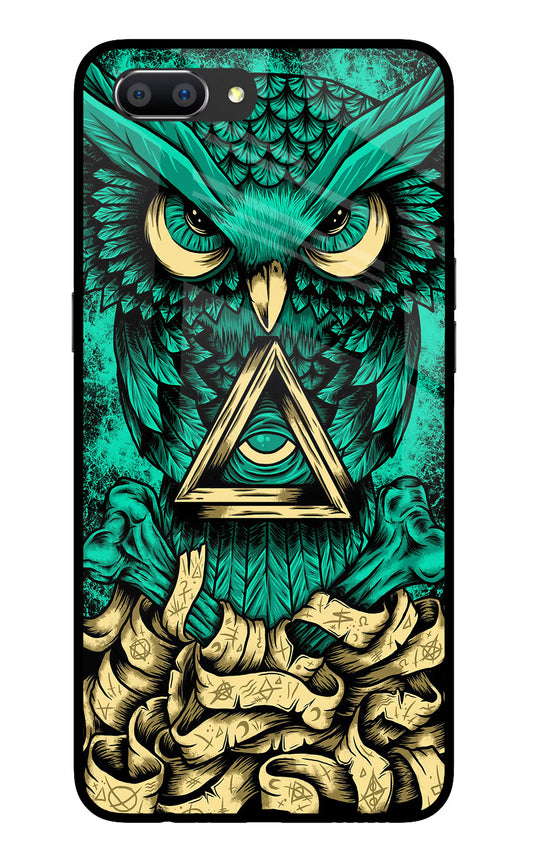 Green Owl Realme C1 Glass Case Back Cover by Casekaro