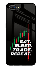 Eat Sleep Trade Repeat Realme C1 Glass Case Back Cover by Casekaro