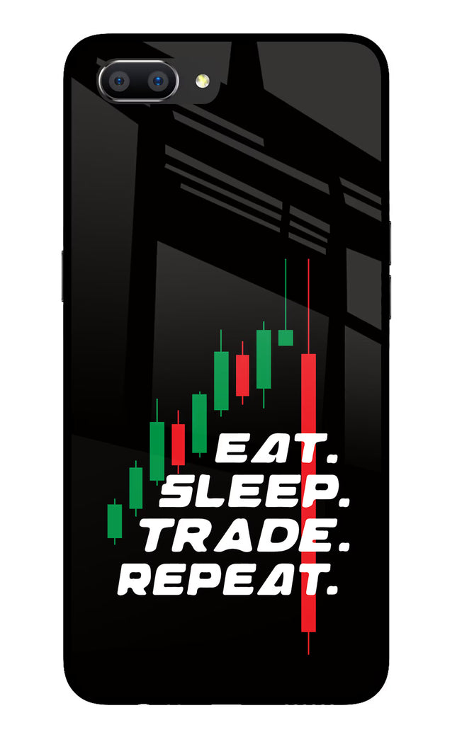 Eat Sleep Trade Repeat Realme C1 Glass Case Back Cover by Casekaro