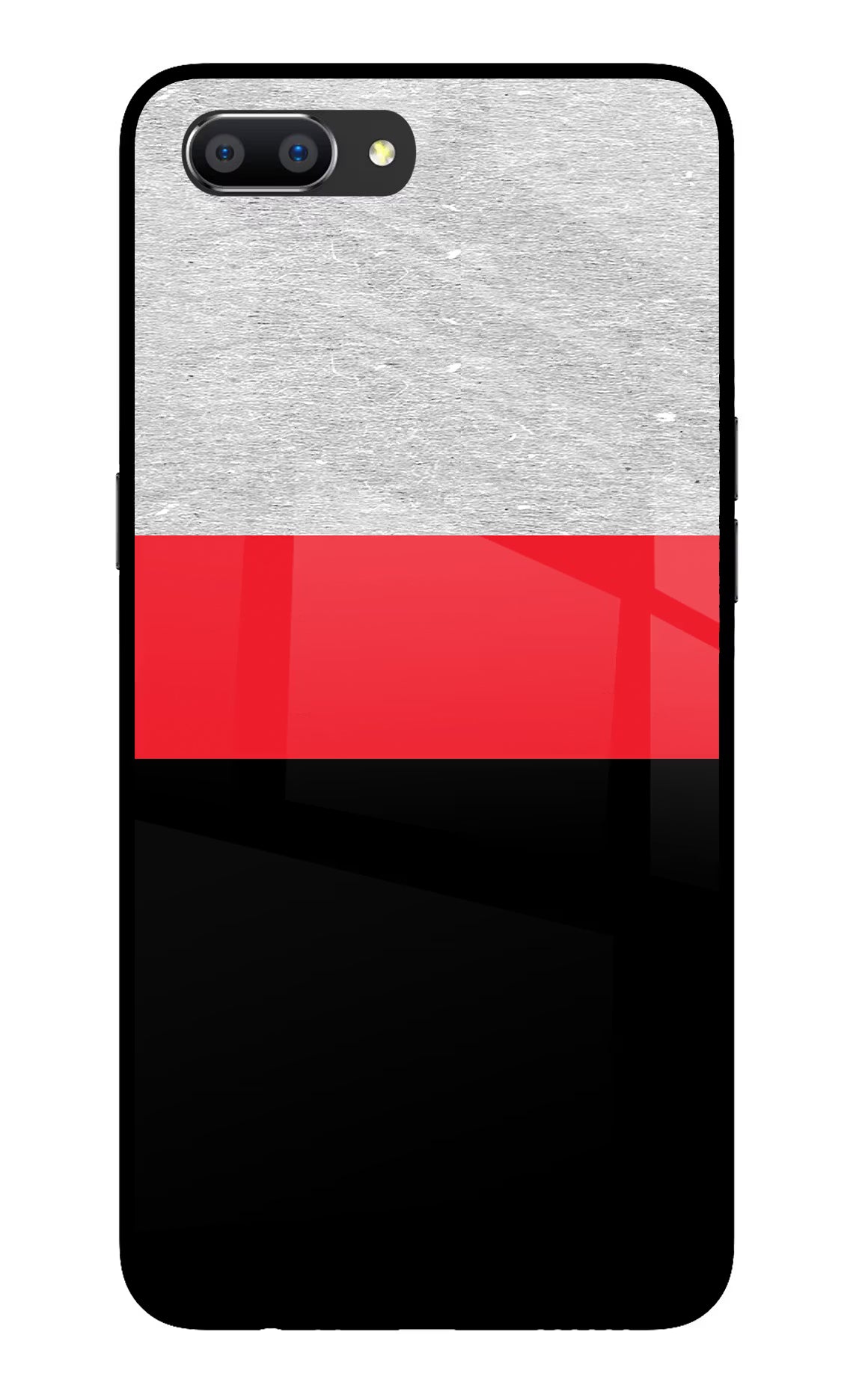 Tri Color Pattern Realme C1 Glass Case Back Cover by Casekaro